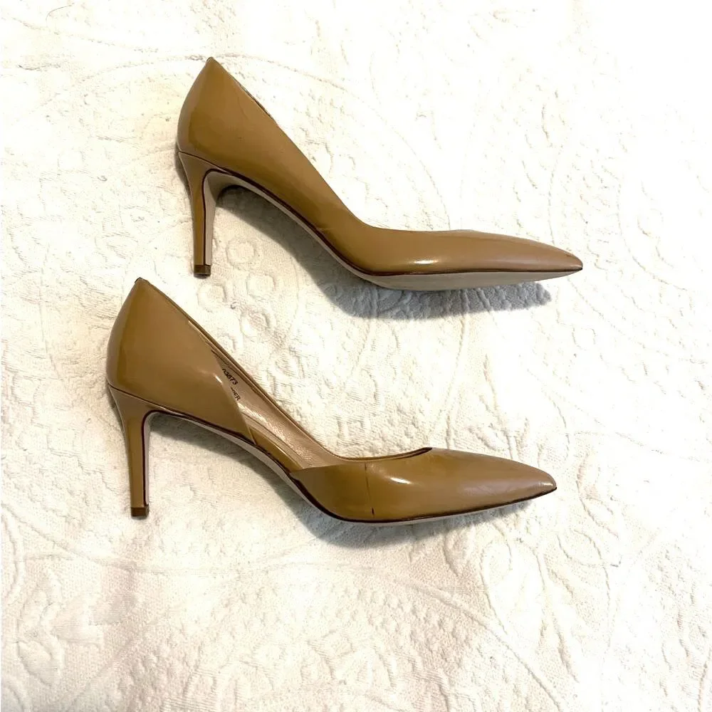 J. Crew size 7.5 Neutral Beige Pointed Toe Patent Leather Pumps Heels
